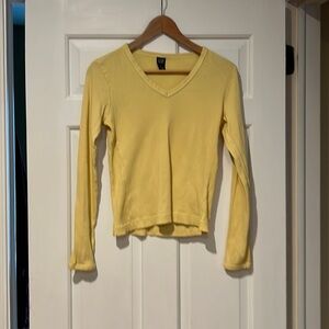 Gap Butter Yellow Vintage V-neck Ribbed Tee